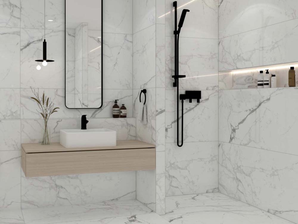 Bathroom Marble Wall Design in Uganda. Bathroom Marble Wall Design made from granite slabs in Kampala Uganda. Supplied by S.S.G. Granites Ltd, a company leading in importation, processing and installation of quality stone slabs in Uganda and East Africa. ssggranites.com