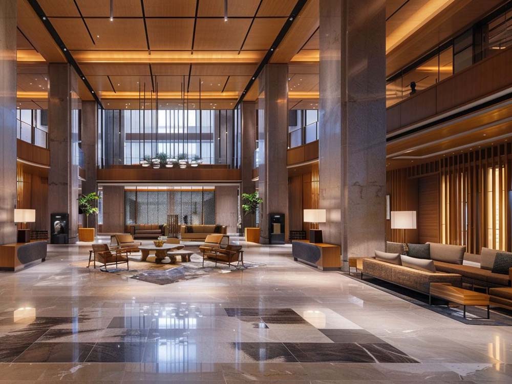 Lobby Granite Design in Uganda. Lobby stone design made from granite slabs in Kampala Uganda. Supplied by S.S.G. Granites Ltd, a company leading in importation, processing and installation of quality stone slabs in Uganda and East Africa. ssggranites.com